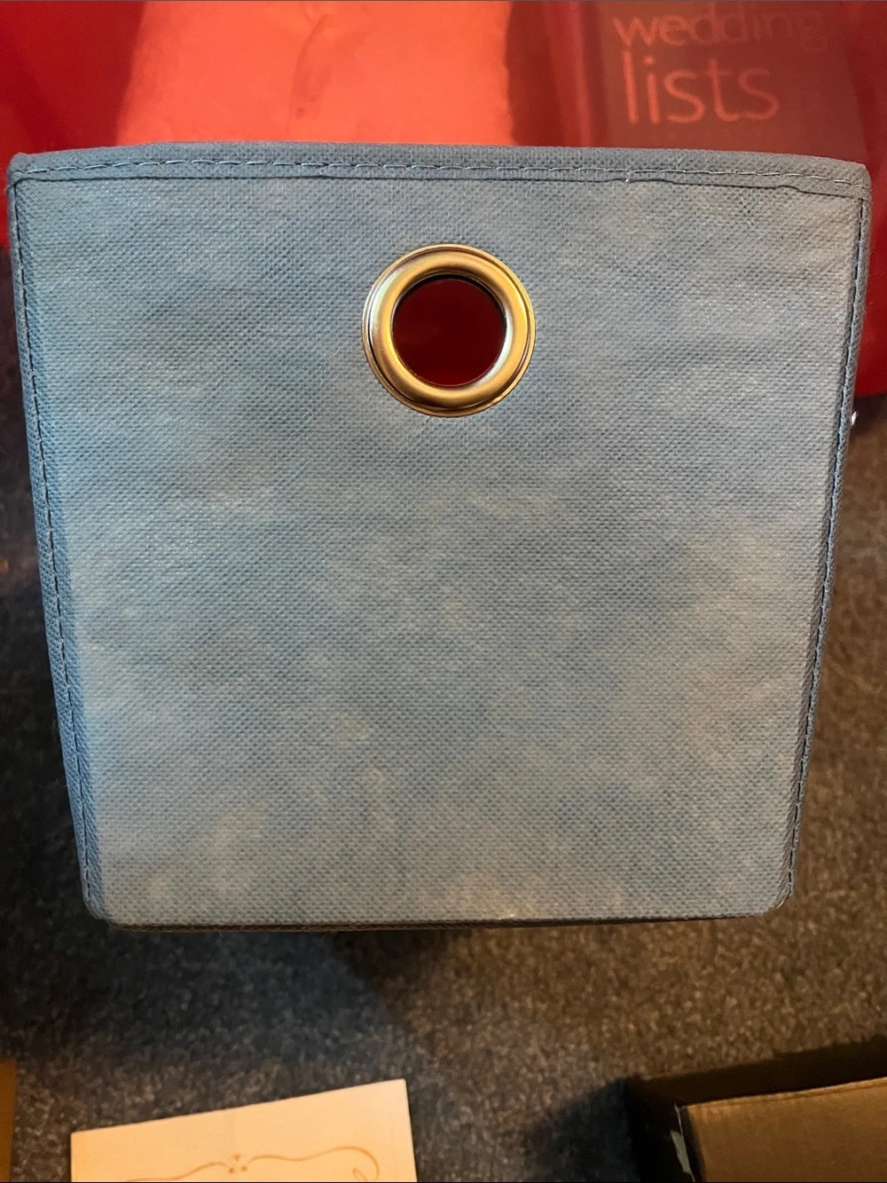 Blue Fabric Storage Bin with Metal Grommets - Home Accents used once at wedding